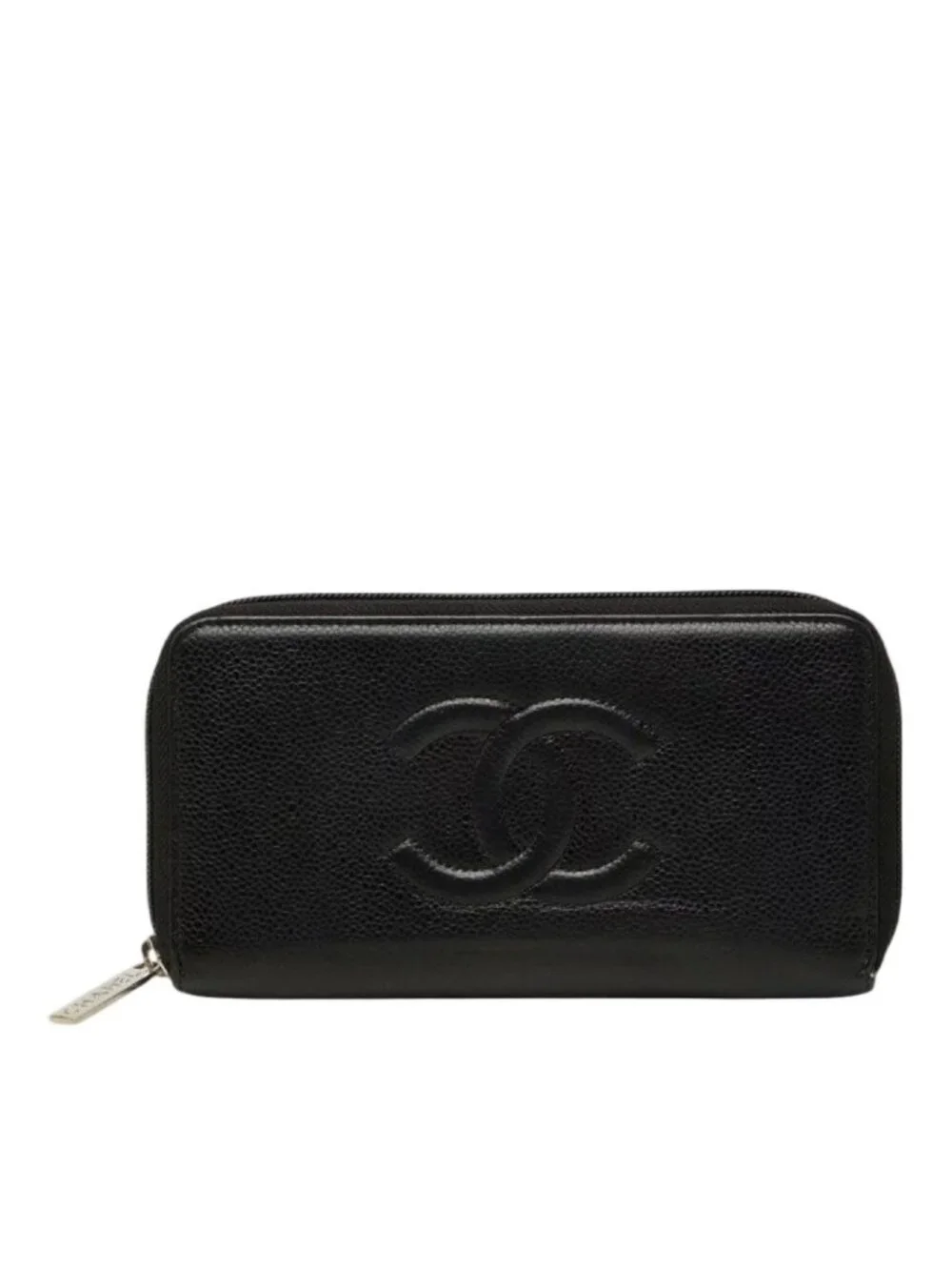 Chanel CC Logo Zip Around Wallet Black